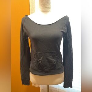 Express | Black Women's Sweatshirt Kangaroo Pockets Long Sleeves Size Small